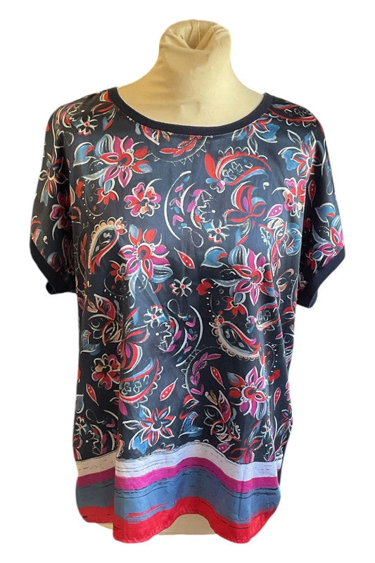TR TR Top navy blue with print size 14 5079CS