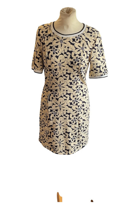 Marc Mangelo Dress navy & creamh floral print size 10 6600CDC