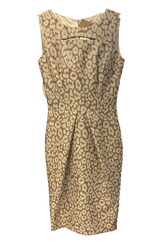 Fran Jane Dress beige print midi  size XS 5150JL