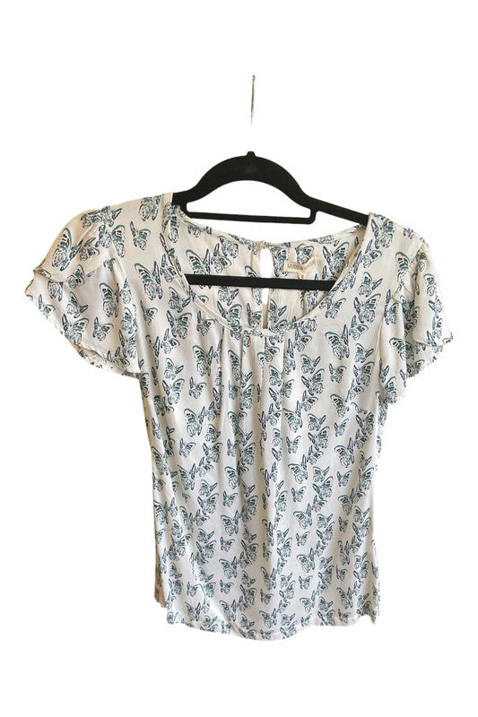 Mudd & Water top white and green Size 8 299F