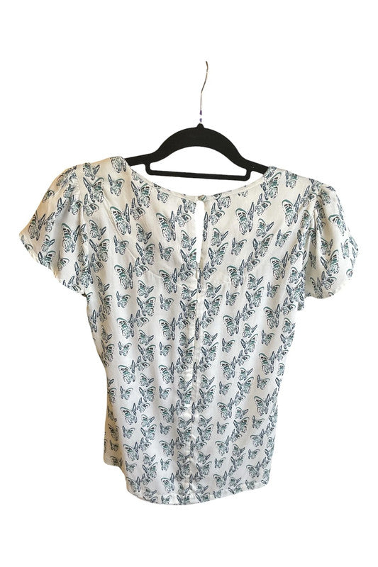 Mudd & Water top white and green Size 8 299F