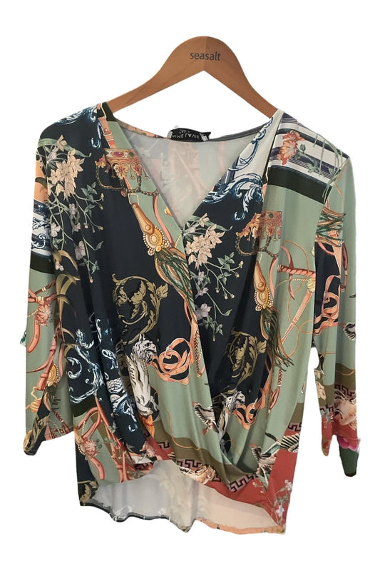 J’aime La Vie  blouse green and multicolour One size (M) 10082ANN