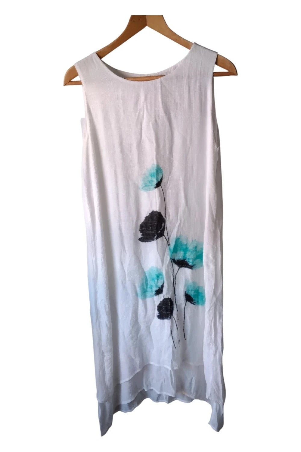 Saloos 2Pc Cardi  Dress White Teal Sz 14 10089RBO