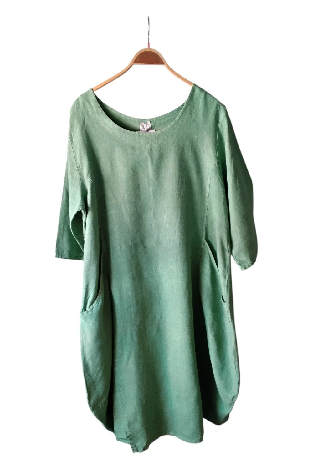 Vera Tucci 100% linen Dress Green Sz XL[one size) 10090MLY