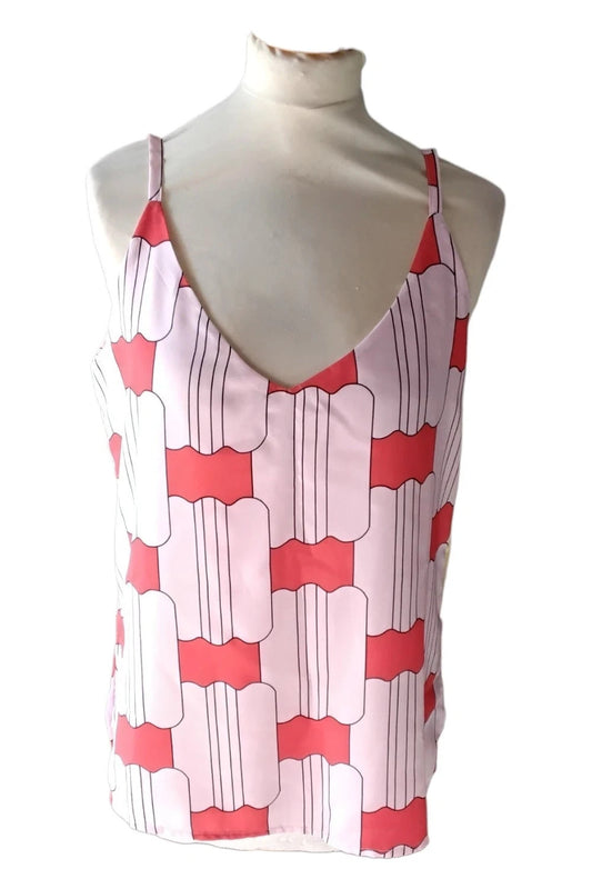 Anonyme top red print size 12 10087RBO