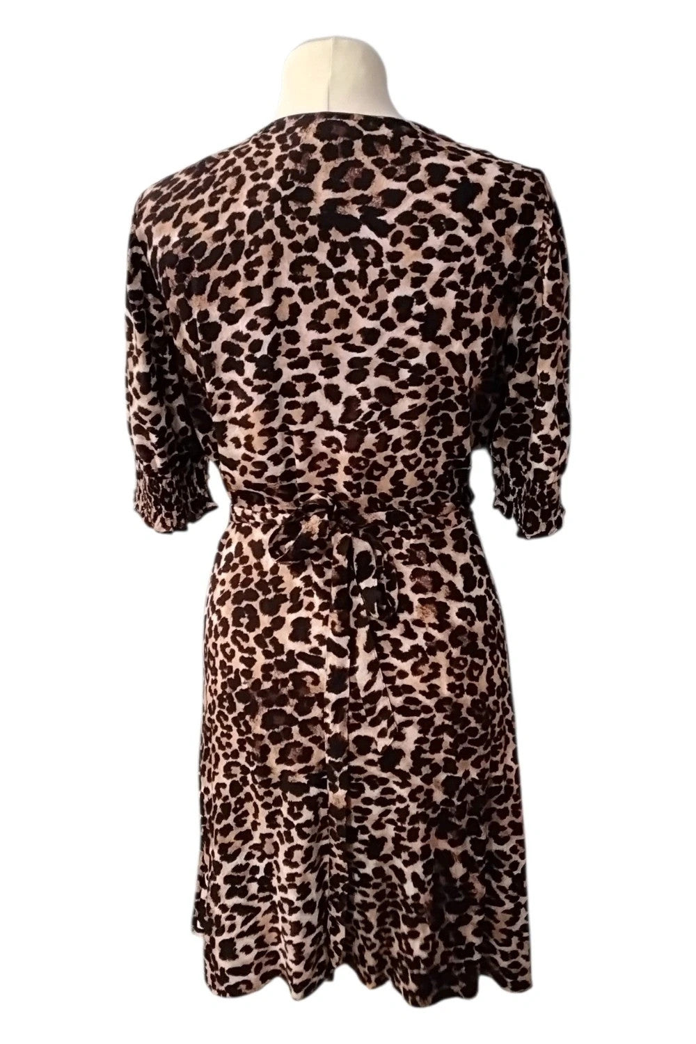 Pieces Dress Brown Print Sz M 10103SCA