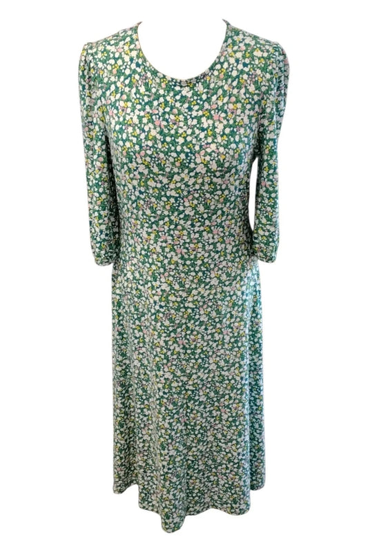 M&S Dress Green Print Sz 10 10132DMC
