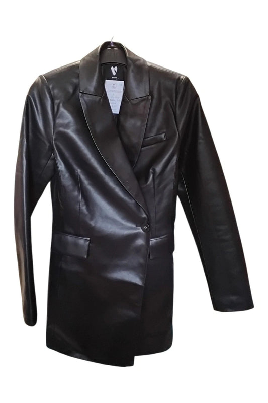 V by Very faux leather jacket black size-8 10161MG