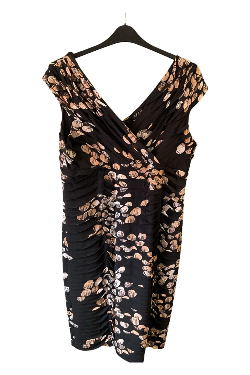 Gold Dress Black & beige print  size 18 10176MG