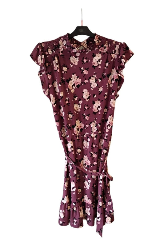 Oasis Dress Burgundi Print Sz L 10201SHO