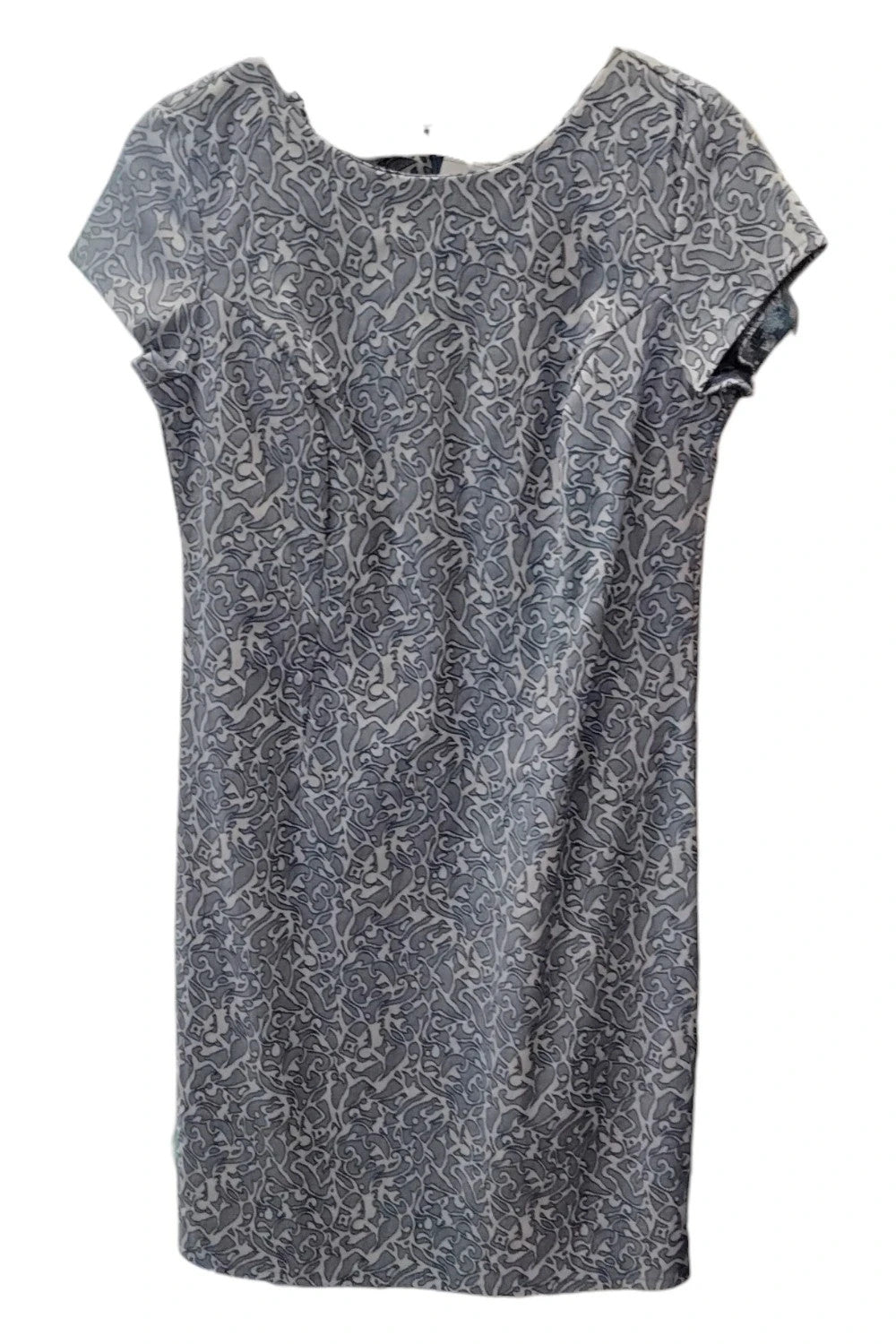 Jenny Wren grey and white dress, size-14, 10024ANN