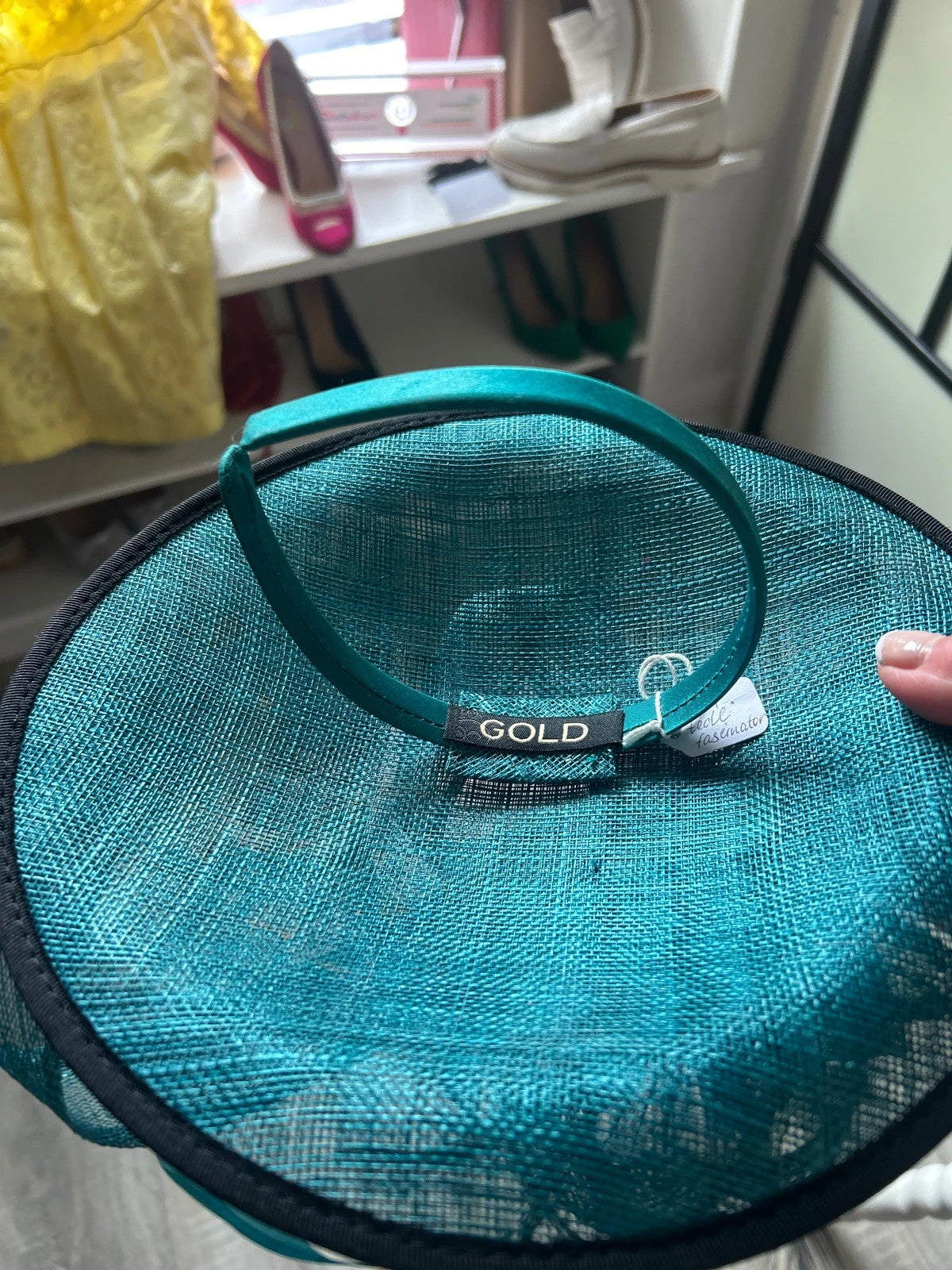 Gold Fascinator Teal & Black