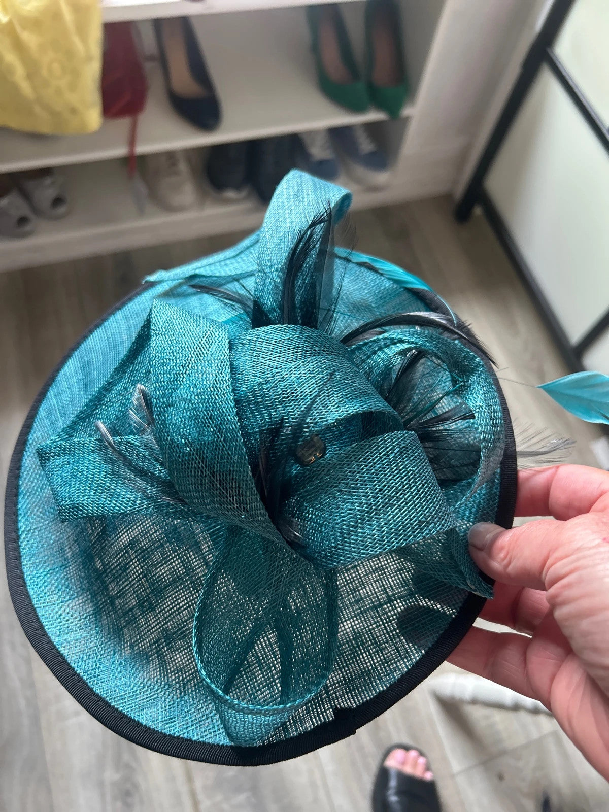 Gold Fascinator Teal & Black
