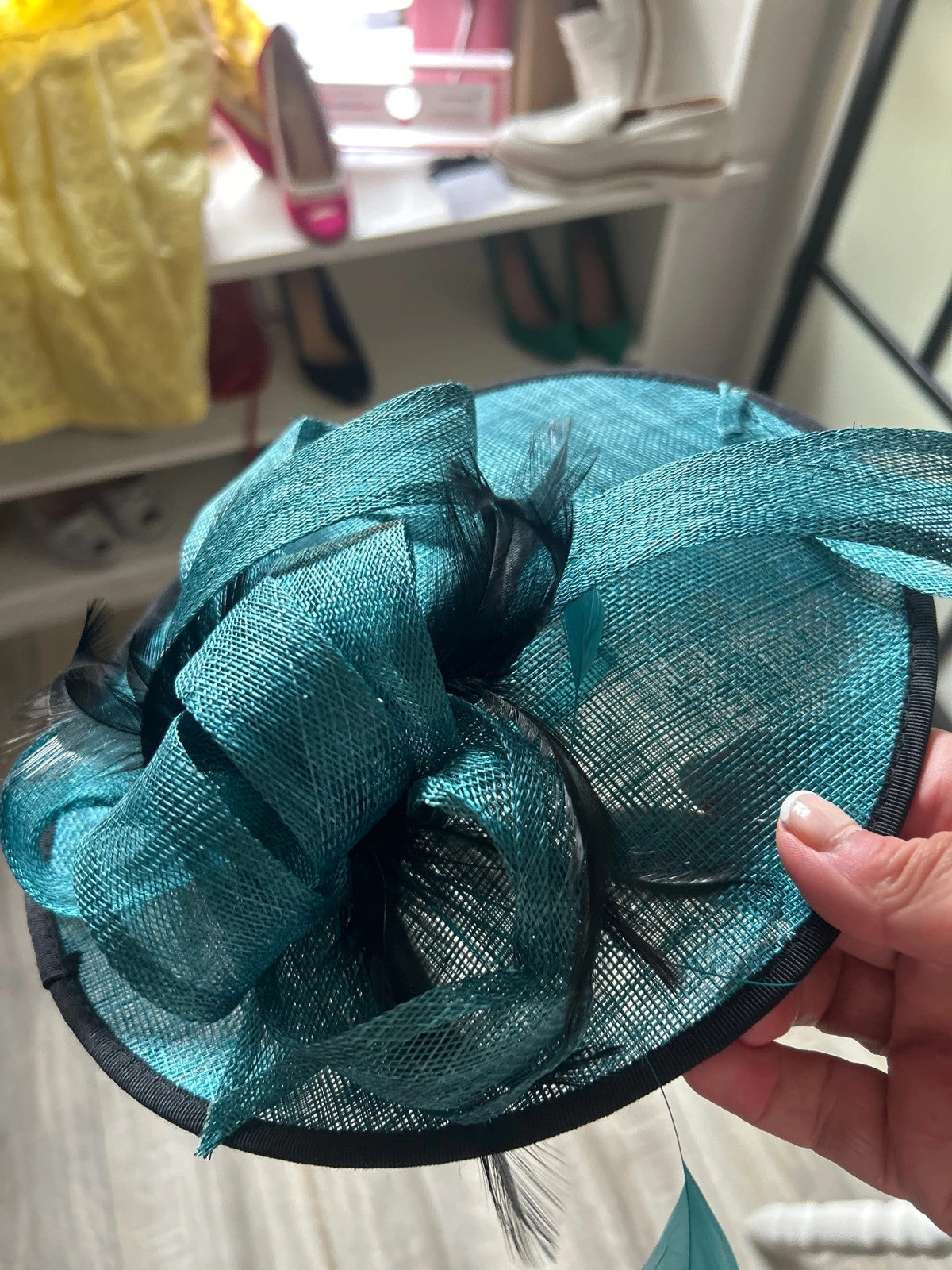 Gold Fascinator Teal & Black