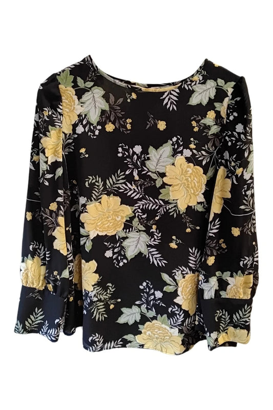Anthology Top black floral print  size 12 10224ANN