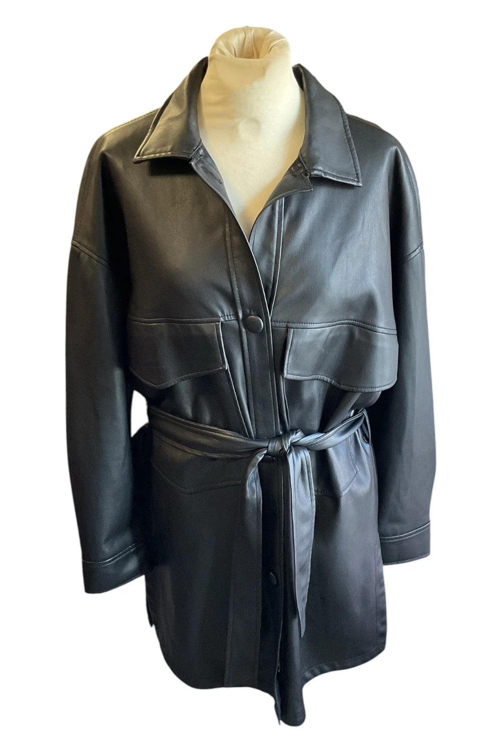 Zara Jacket pleather black size-s 10247OLK