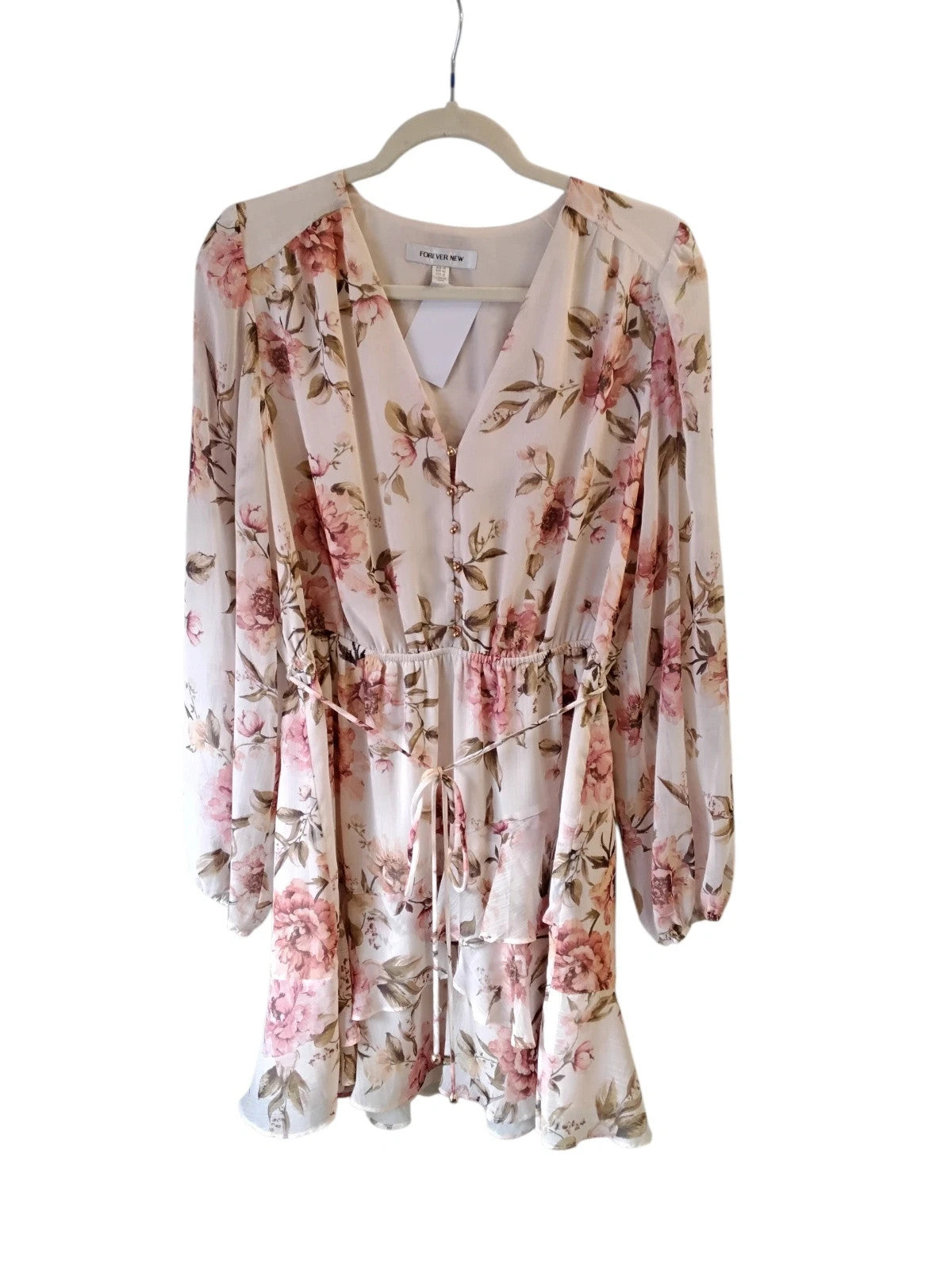 Forever new Dress Cream Print Sz-42/14 10271NIA