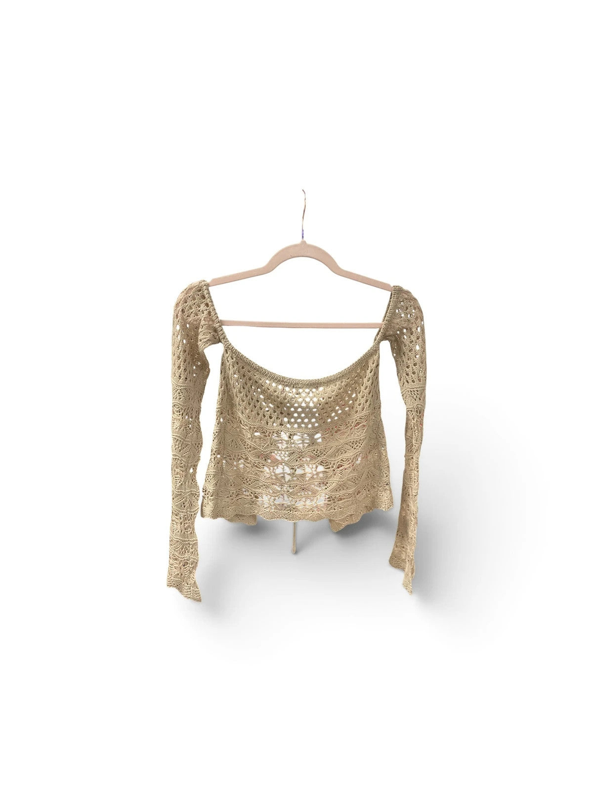 Prettylittlethimg Beige crochet crop top Sz-S 10350OMD
