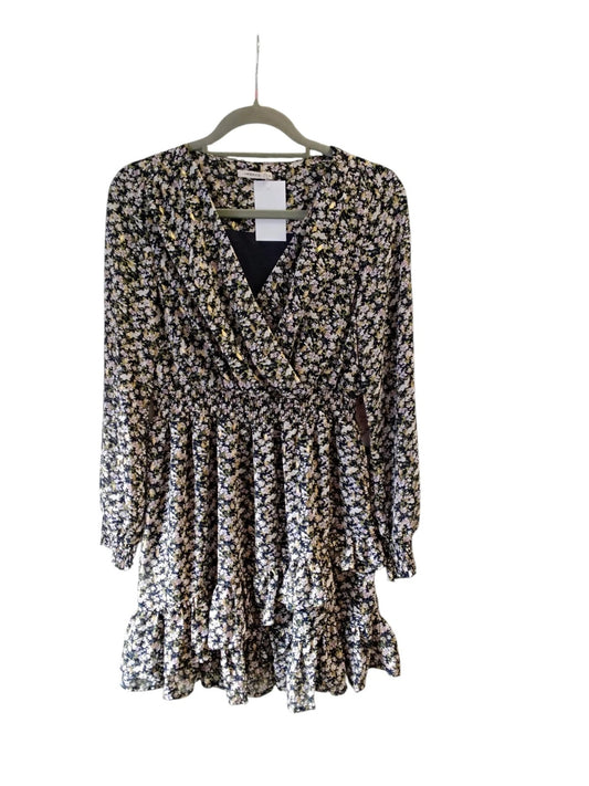 Moocci Dress Black Print Sz-M 10373LMO