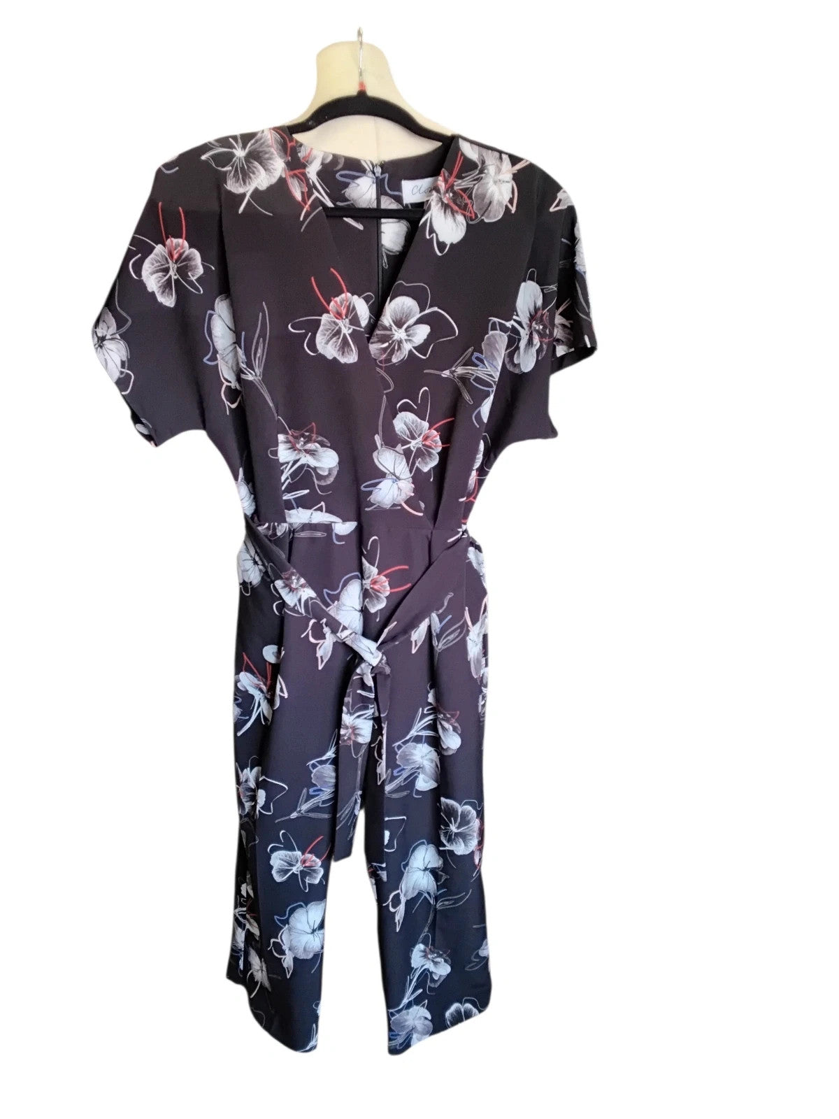Closet Jumpsuit Black Print Sz-16 10383MQU