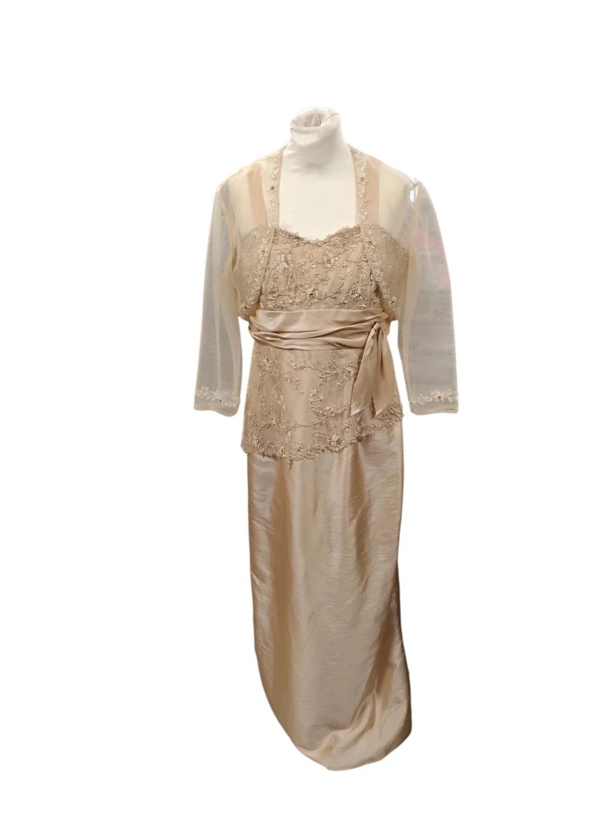 Camero Blake MOB 2pc Dress+Bolero Gold Sz-12 10369LMO