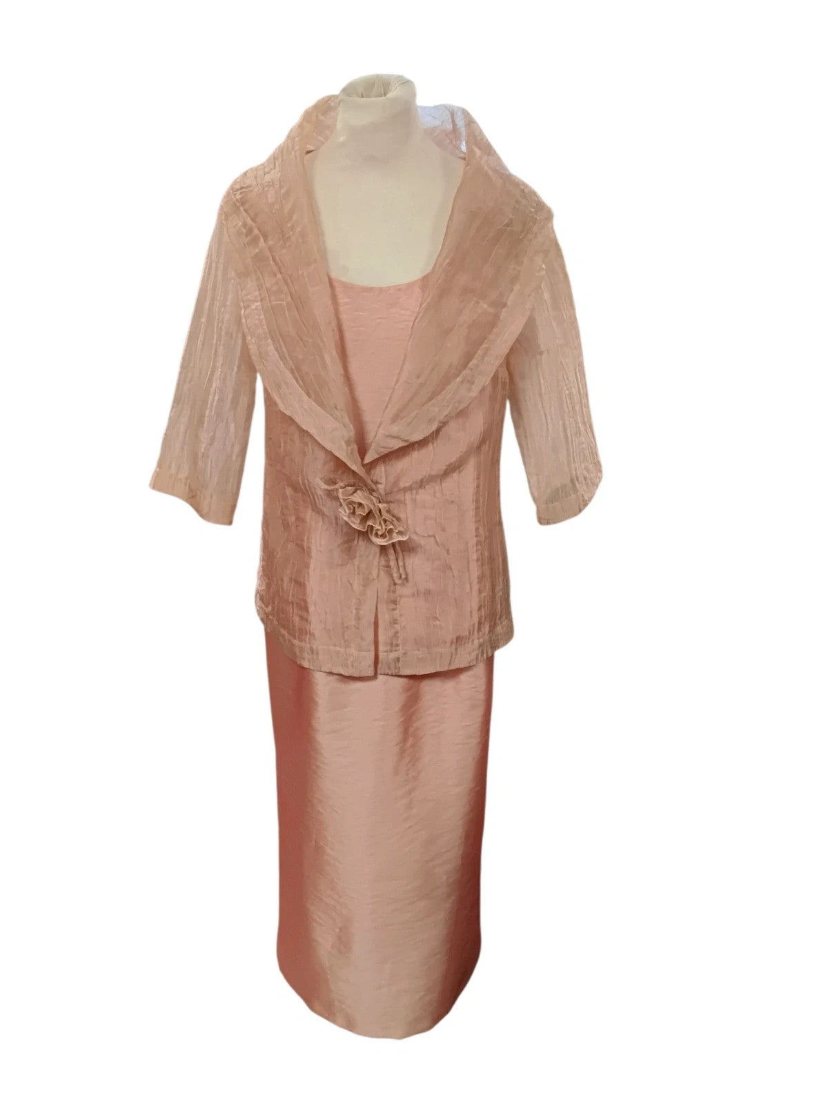 John Bentley MOB 2pc Dress+Blazer Gold&Peach Sz-10 10370LMO