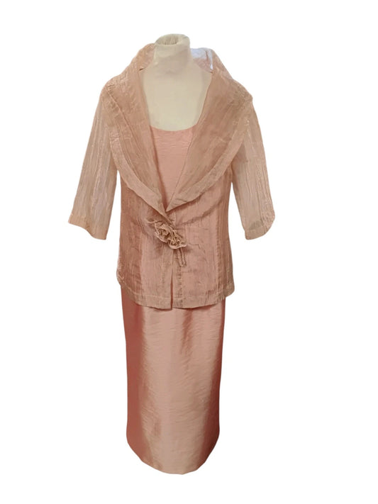 John Bentley MOB 2pc Dress+Blazer Gold&Peach Sz-10 10370LMO