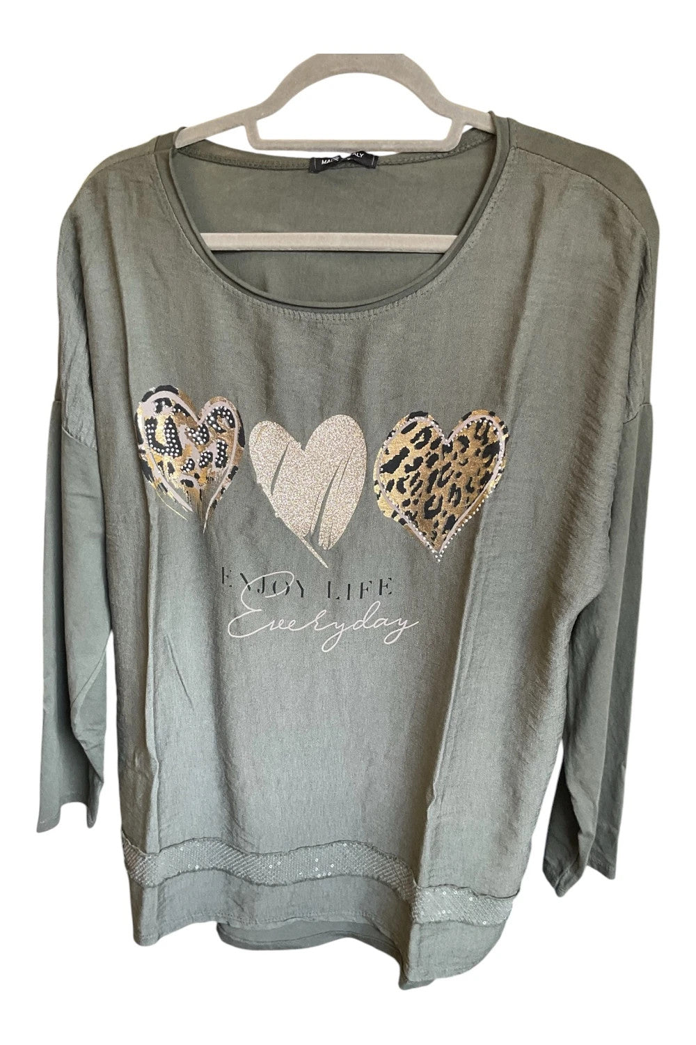 Made in Italy top khaki size one 10336ANN