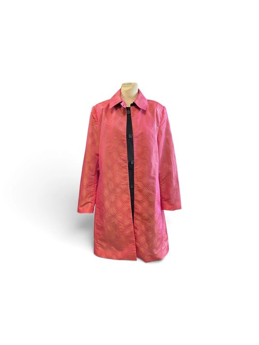 Enzo Angelina Pink & Orange Trench Coat Sz-M 10411GM