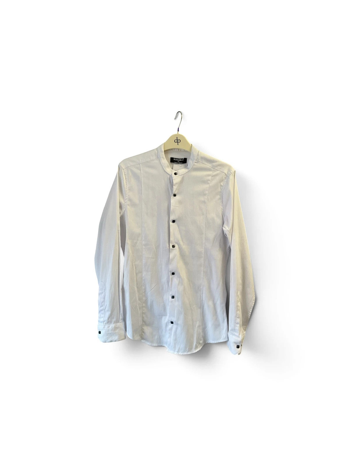 Rubaska White long sleeve snap-up slim fit shirt Sz-S 10385TCH