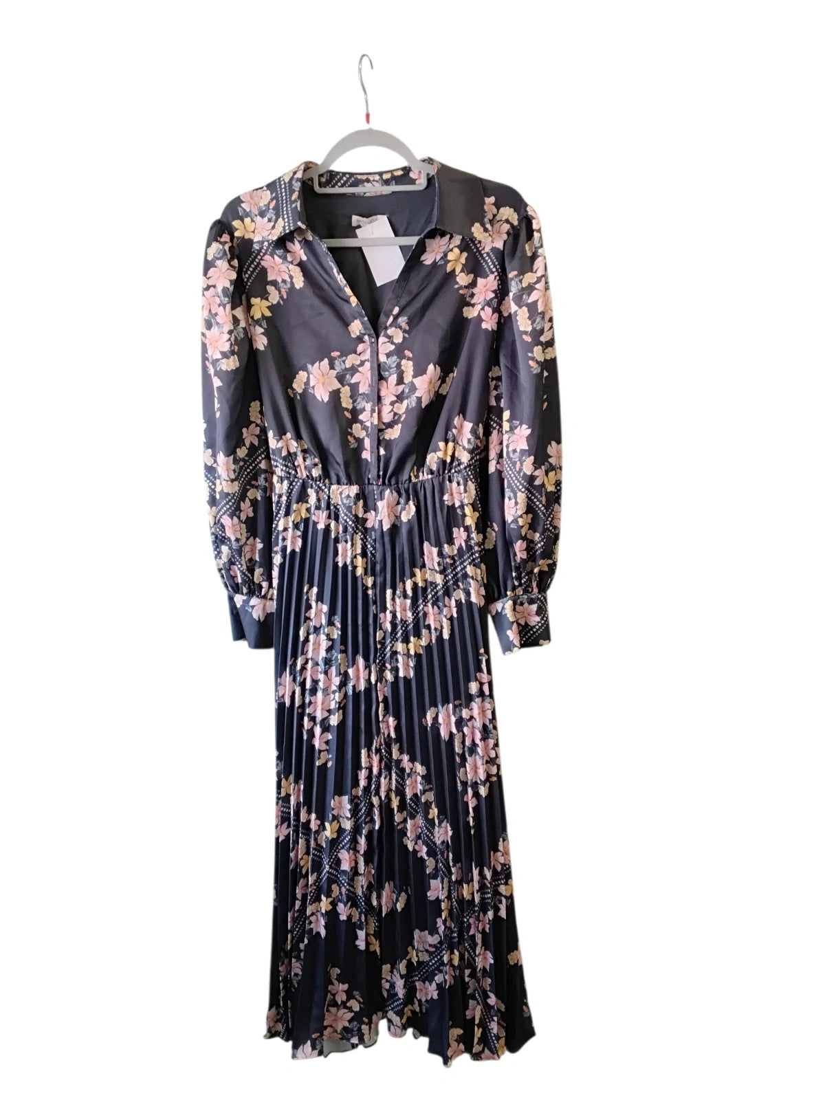Monsoon Dress Grey Print Sz-16 10428LW