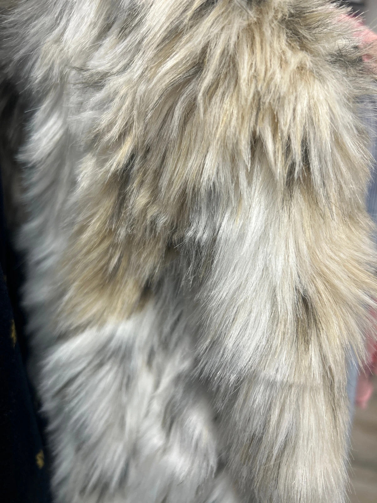 QED London faux fur coat cream mix size-12 10642KOK
