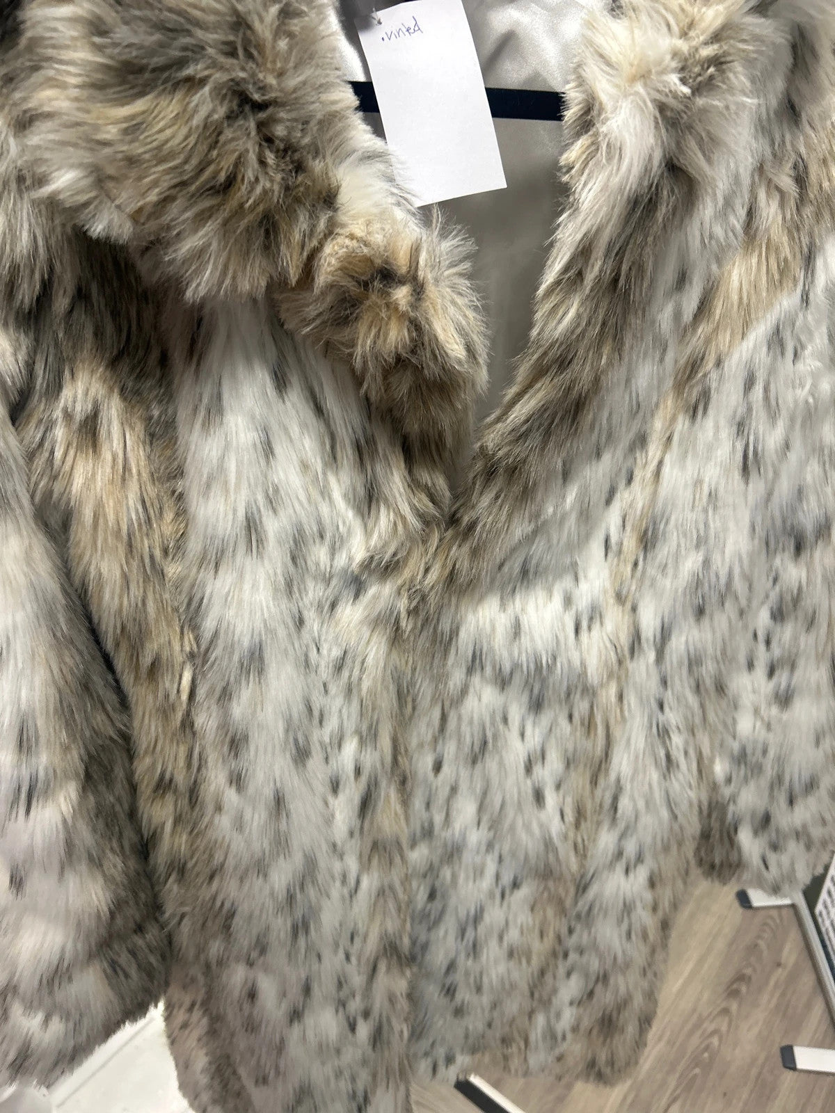 QED London faux fur coat cream mix size-12 10642KOK
