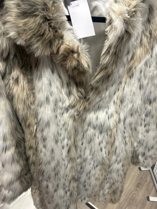 QED London faux fur coat cream mix size-12 10642KOK