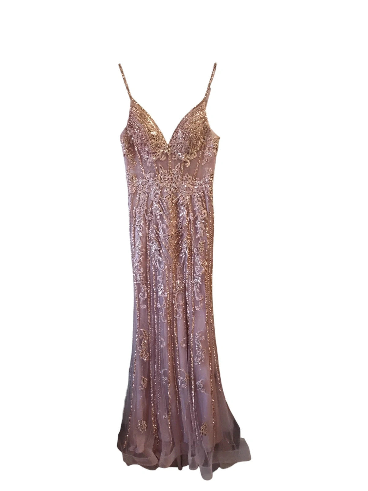 Ladivine Formal Dress Peach Sequin Sz-6 10523RMC