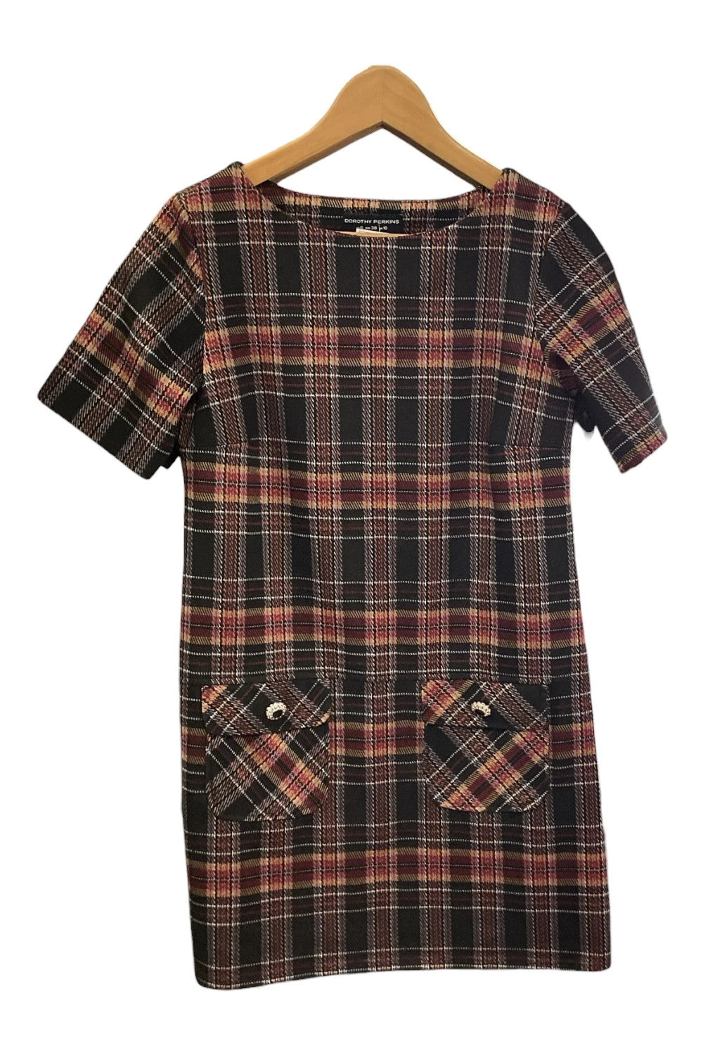 Dorothy Perkins dress plaid black size-10 10581CMG