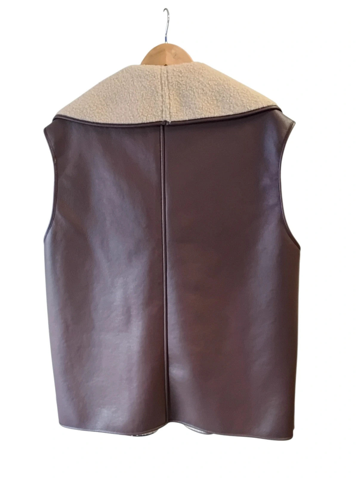 ONLY Faux Leather Vest Brown Sz-L 10600DFR