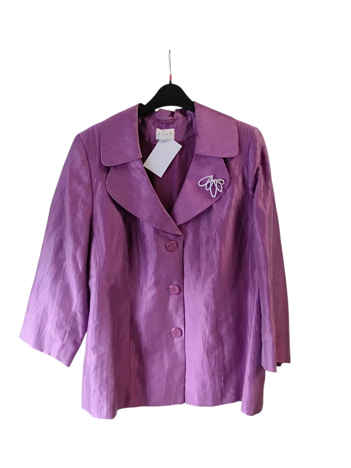 Elvi 82%linen Blazer w/Brooch Purple Sz-16 10673CCS