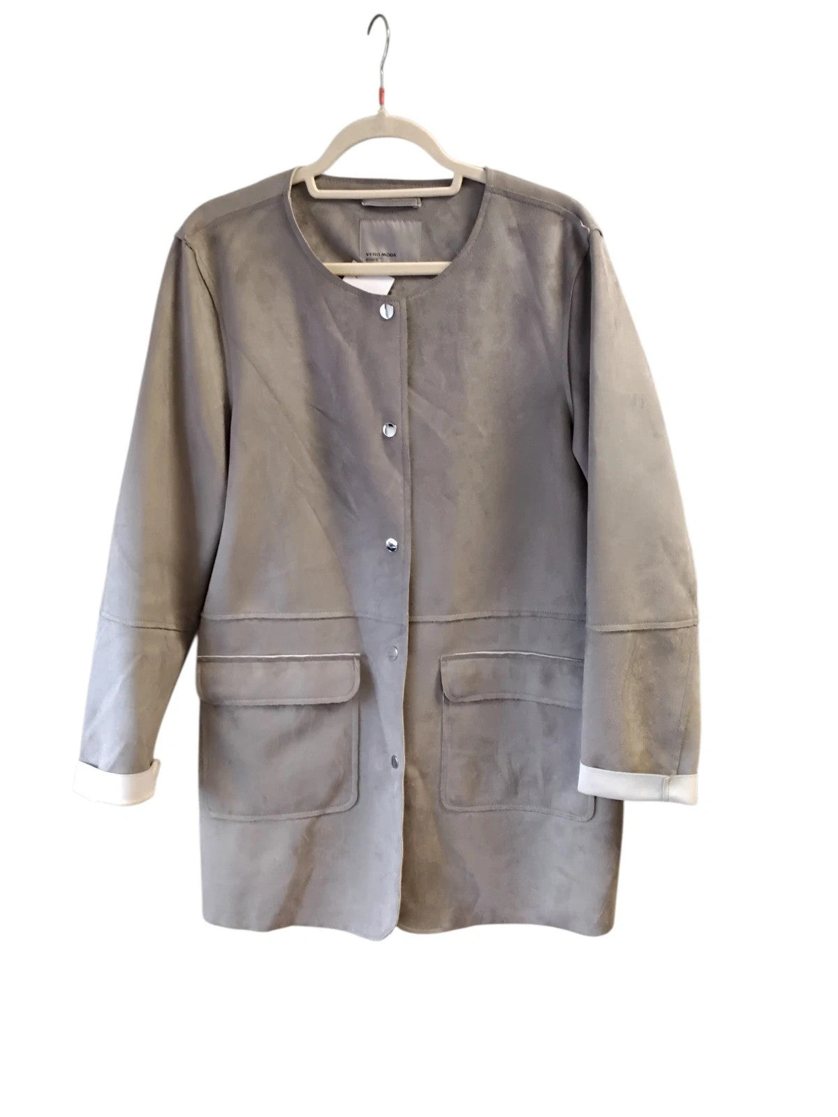 Vero Moda Faux Suede Coat Grey Sz-XL 10683CDC