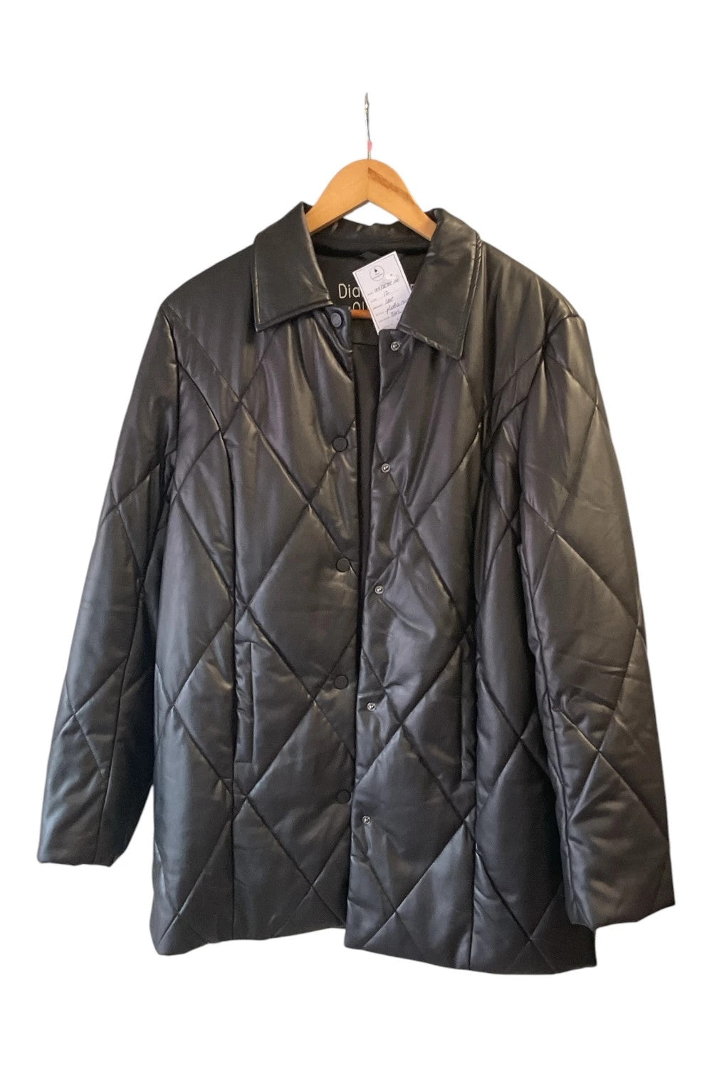 Diane Laury pleather coat black size-12 10512CDC