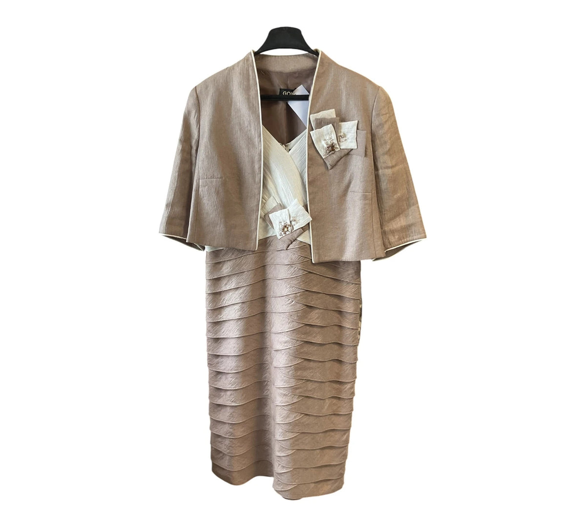 Gold gold beige dress, size-12, 10694JNO