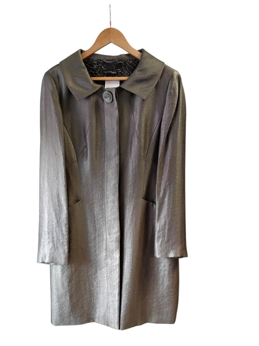Next Metalli Coat Olive Sz-16 10764CSS