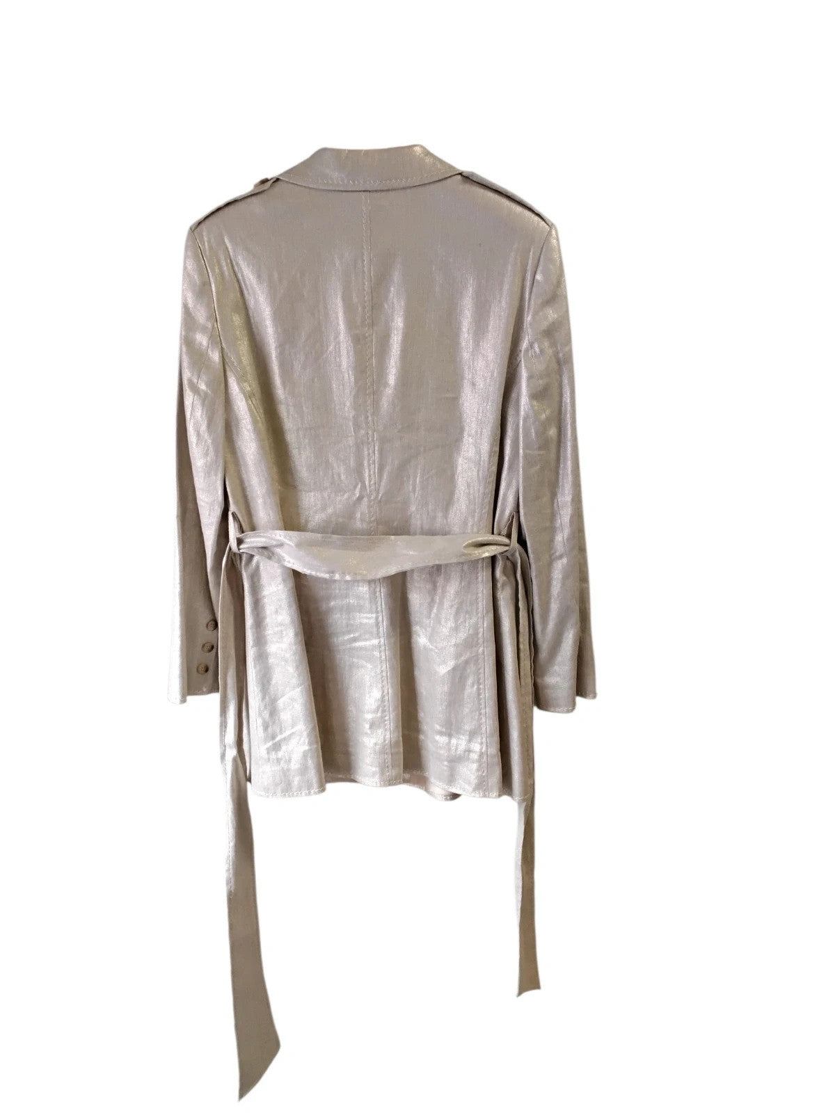 Per Una Cream Metalic Coat Gold Sz-16 10765CSS