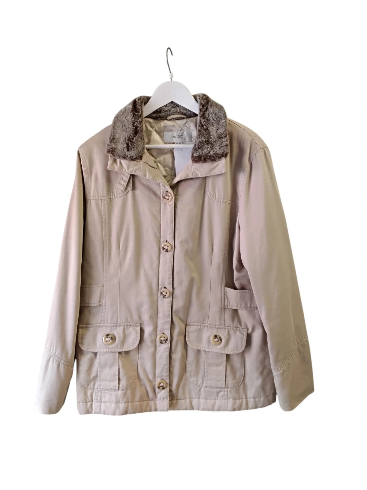 Next Coat w/fur Beige Sz-18 10760CC