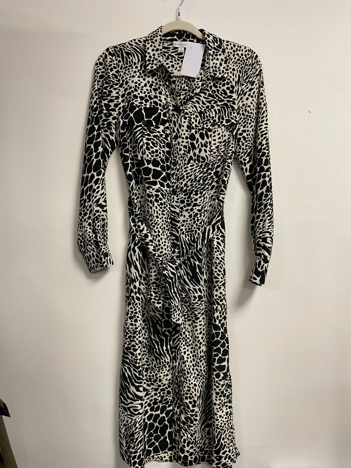 Warehouse dress black and cream size-8 10863LD