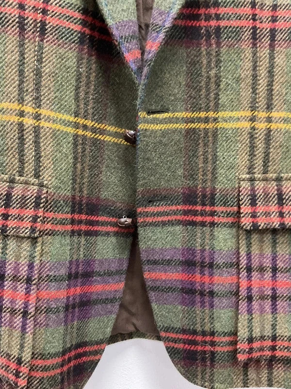 Polo Ralph Lauren Men’s Tweed Blazer Olive Plaid Sz-38R 10935BKE