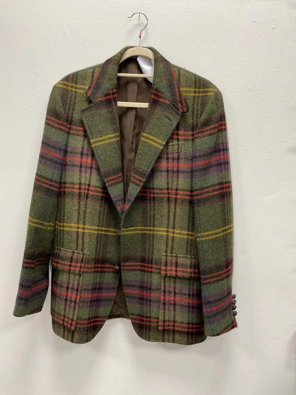 Polo Ralph Lauren Men’s Tweed Blazer Olive Plaid Sz-38R 10935BKE