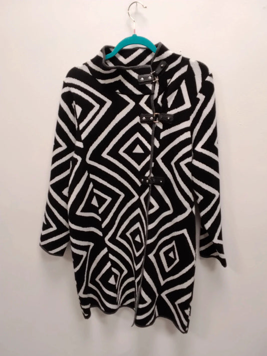 Marble Cardi Coat Black&White Sz-12 10951MKY