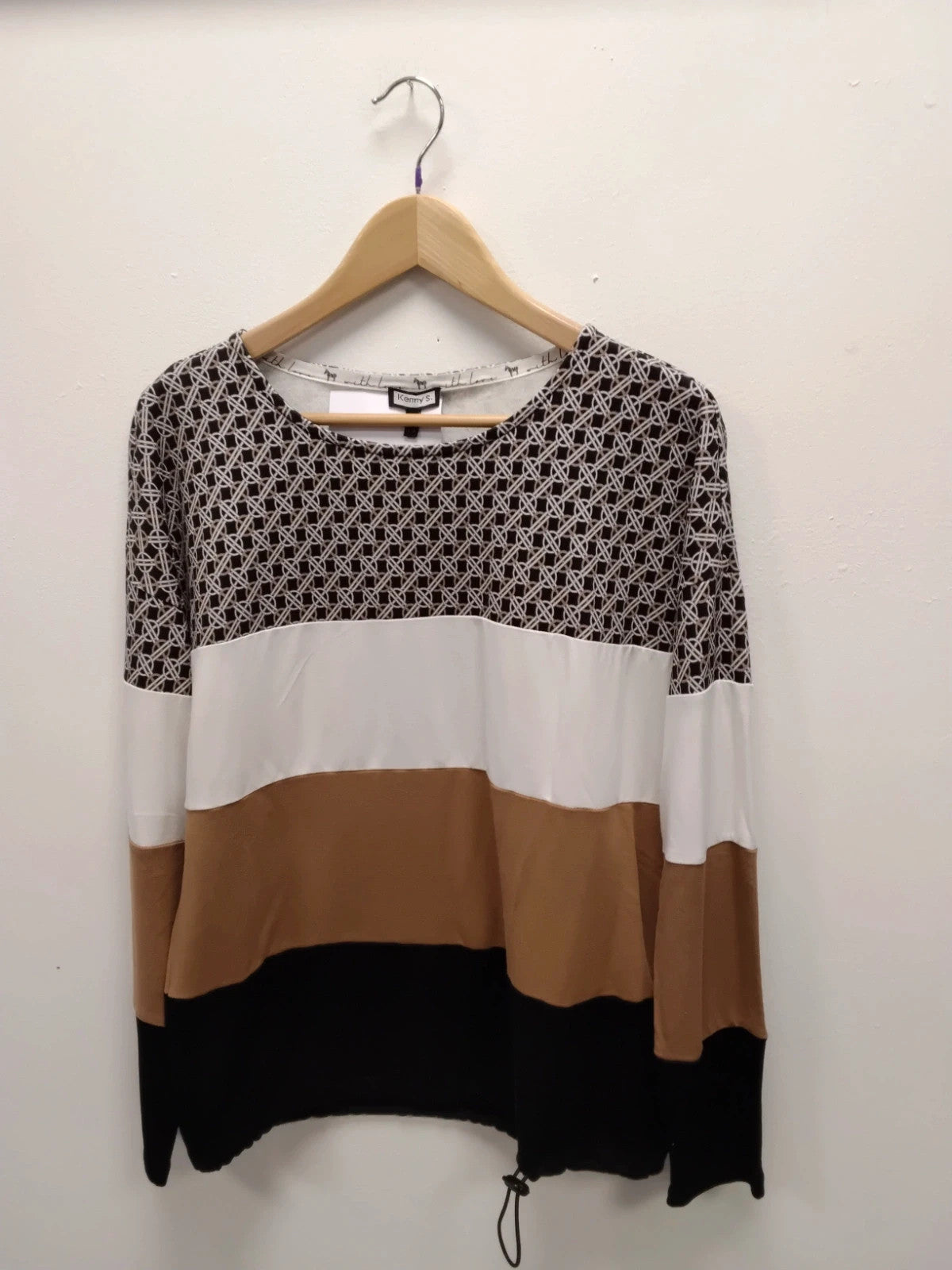 Kenny S. Top Black Stripe Sz-S 10959HT