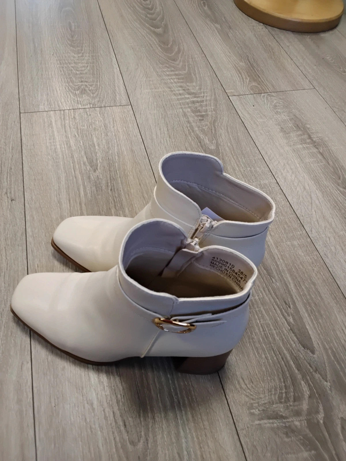 Dunnes Ankle Boots Cream Sz-38/5 11008JC